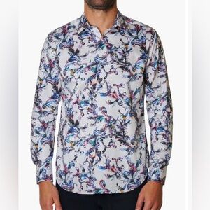 Robert Graham Robertson Button-Up Shirt Floral Paisley Flip Cuff Size XL